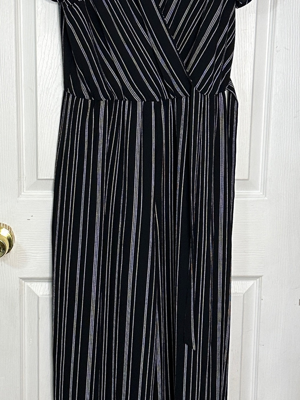 Apt. 9 Black Jumpsuit with White Pinstripes